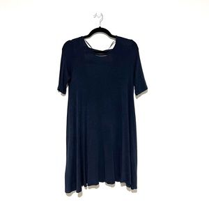 Soprano- Navy Blue, Open Back, Flowy, Half Sleeves Dress, Size Medium